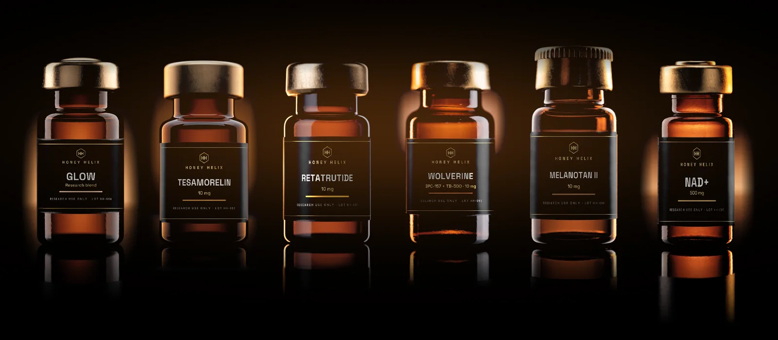 Honey Helix research vial lineup